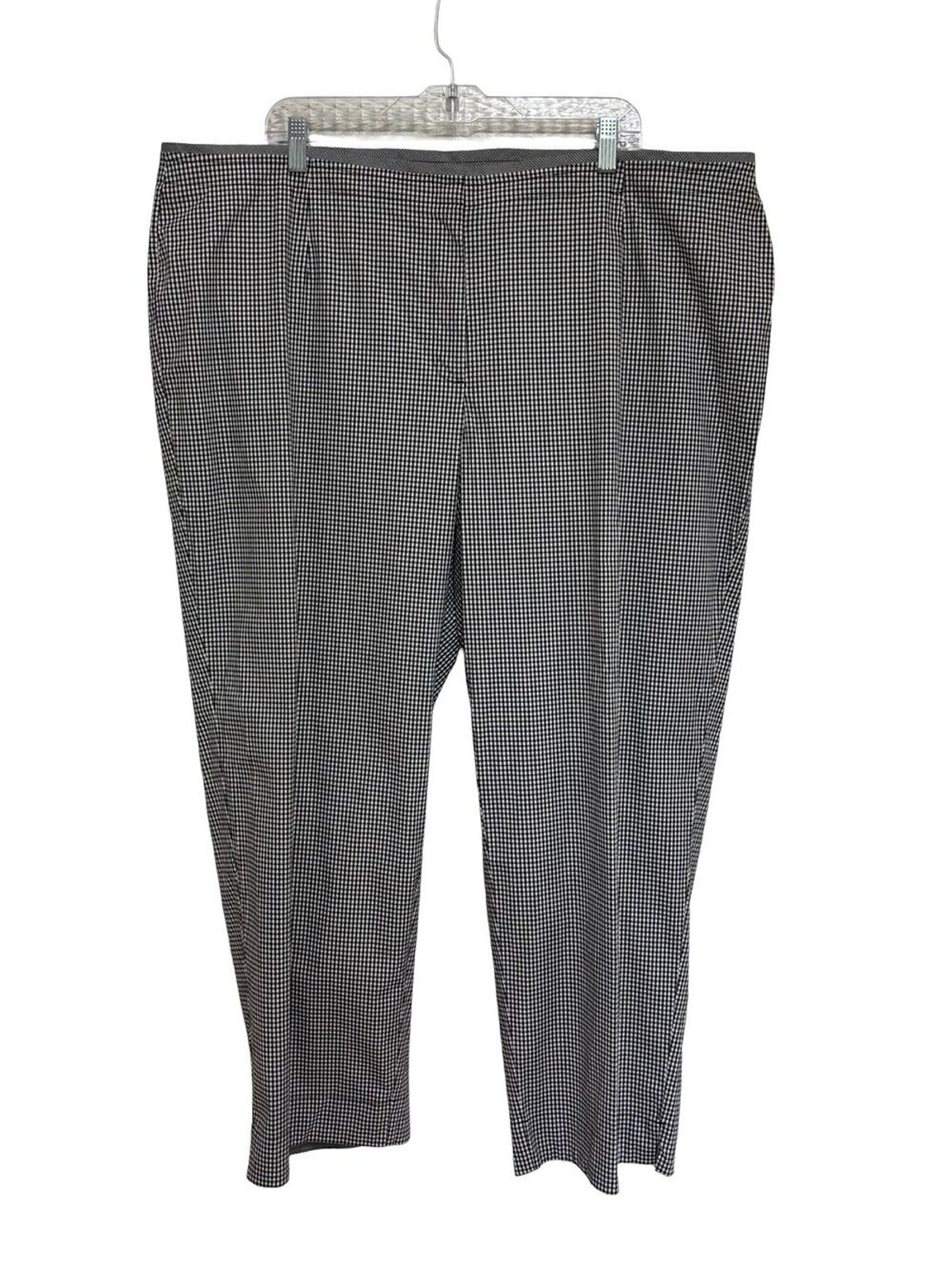 NEW Talbots Woman Black and White Gingham Classic Cotton Pants - Size 22W